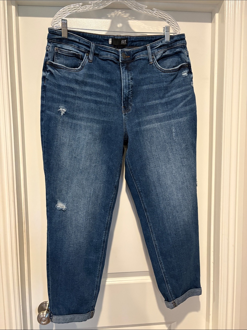 Kut from the Kloth Rachel High Rise Fab Ab Mom Jeans in Dark Blue Wash - 16W